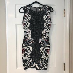 BCBG Audre butterfly jacquard dress size XS